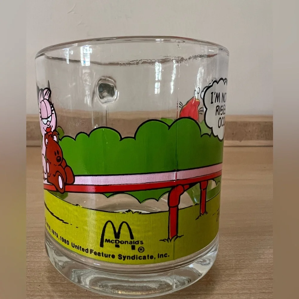 Vintage Garfield Odie McDonalds Glass Mug Cup Jim Davis 1970'S, 1980'S Comic